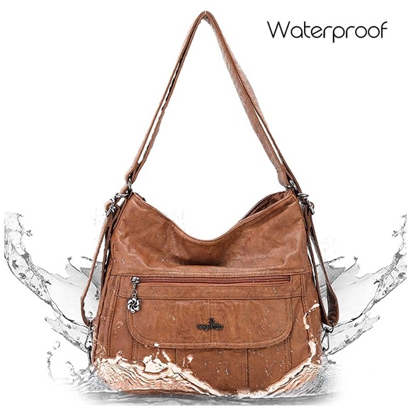 New Mocha French Leather Tote Purse Adjustable - Picture 3 of 4